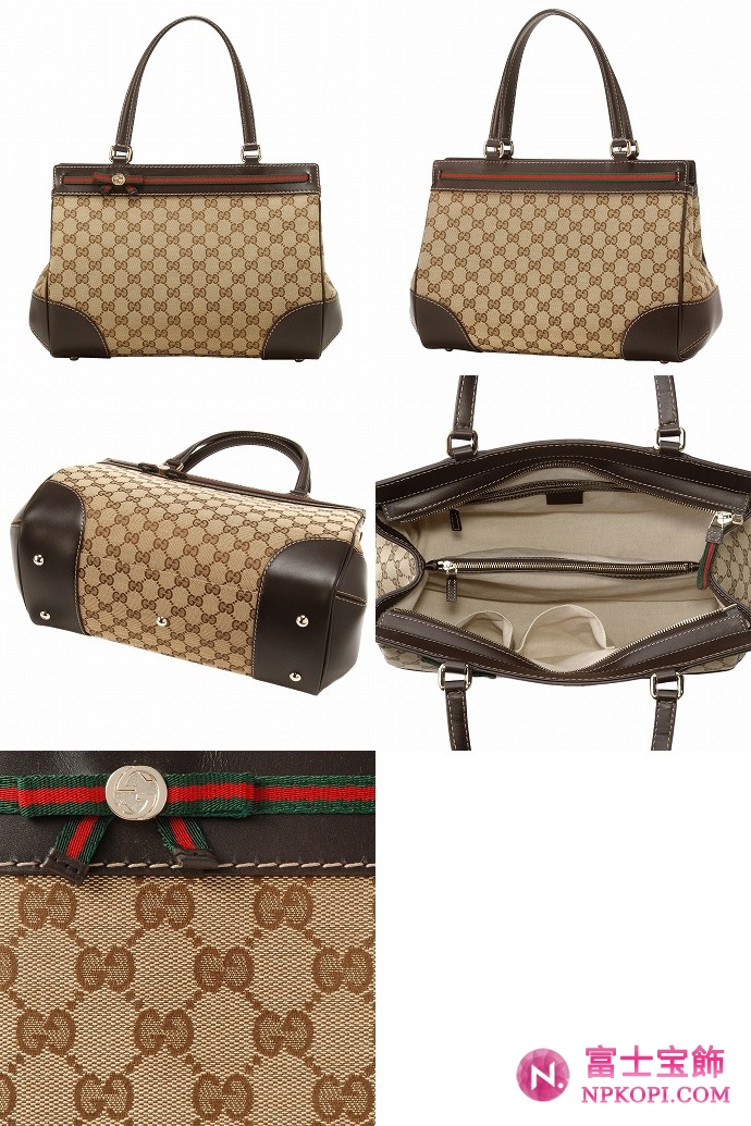 GUCCI/グッチ 2012年春夏MAYFAIR定番キャンバスGG柄ボウディテールミディアムトートバッグ 257063 FFKPG 9791 